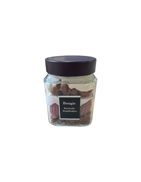 Bougie pot carré - Brownie framboise