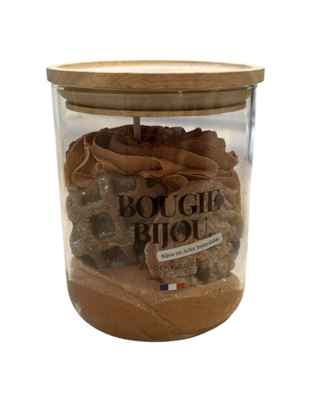 Bougie avec bijou - avec couvercle bois